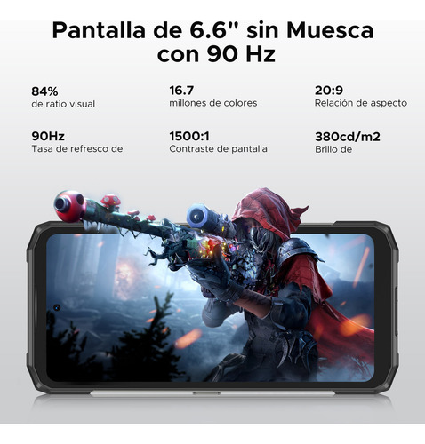 Doogee Blade 20 Ultra Celular Rugerizado, 8 Gb De Ram+512 Gb De Rom, 10300 Mah, 50 Mp, Ip68, Doble Pantalla