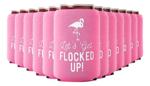 Let's Get Flocked Up!, Juego De 12 Enfriadores De Latas Rosa