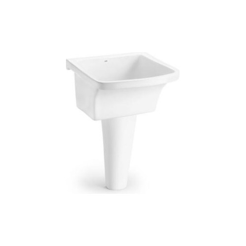 Batea Ceramica C/pedestal 54,5x48,5x82cm/31lts Blanco Celite