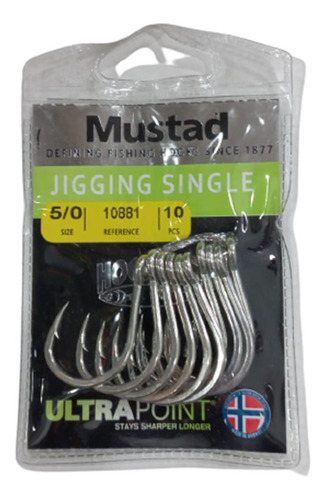 Anzuelo Mustad 10881 N°5/0 X 10 Ultrapoint Para Jig