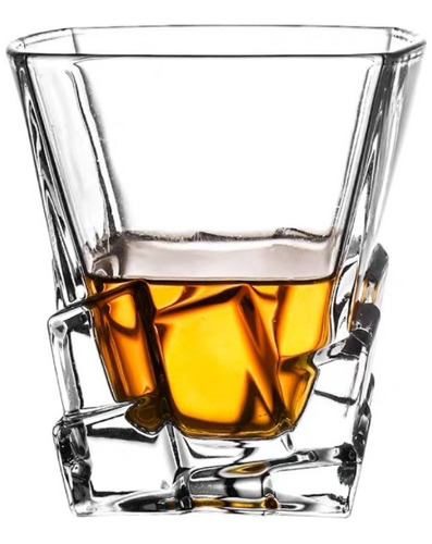 Jogo 6 Copos Vidro Quadrado 300ml Whisky Drinks Licor Vodka 