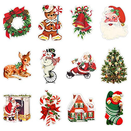 12 Piezas Recortes De Decoración De Navidad Vintage, R...