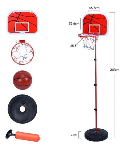 Juego Basketball Aro Tablero Para Niños 201cm Juguete