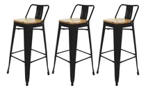 Comprar Kit 3 Banqueta Alta Para Bar Balcão Cozinha Cadeiras Tolix Madeira Cor Banqueta Tolix Alta Com Encosto Para Cozinha Bar Balcão Madeira Preta