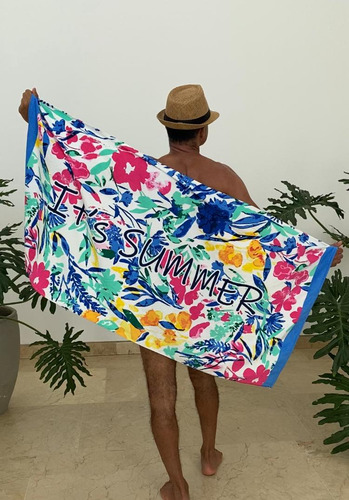 Toalha De Praia Banho Gigante Aveludada 100% Algodão Teka Cor Floral Colorido