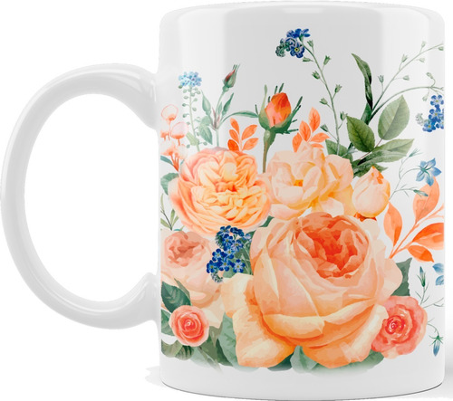 Caneca Xícara Coleção Retrô Rosas Champanhe Flores Flor Rosa