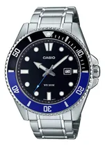 Comprar Reloj Casio Hombre Mdv-107d-1a2 Analogico 200m Acero Inox Color De La Malla Plateado Color Del Bisel Azul Y Negro Color Del Fondo Negro