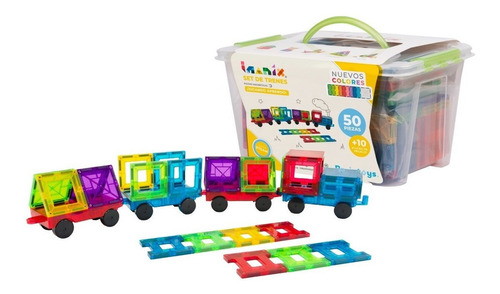 Set de construcción magnético Braintoys Imanix Trenes 50 piezas  en  caja