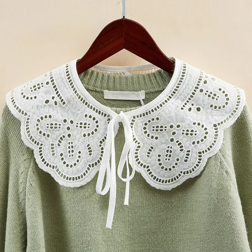 Mantón De Encaje Blanco Con Cuello Falso Y Volantes Ahuecado