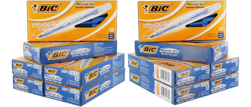 Bic Round Stic Ball Pen, Fine Point, 0,7mm, Tinta Azul, Pack