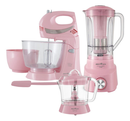 Liquidificador Rosa + Batedeira E Espremedor 220v Rosa