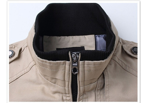 A Chaqueta Informal De Algodón Con Cremallera Y Cuello Alto