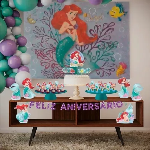 Kit Festa Fácil Ariel Decoração Aniversário Completo 39 Pcs