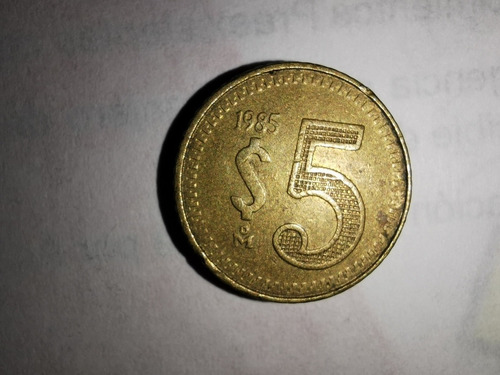 Moneda 5 Pesos Mexicanos En 1985