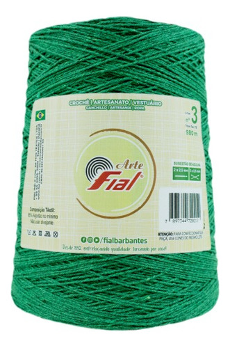 Fio Barbante Fial Arte Colorido N°3 980m 370g (tex 378) Cor Verde Bandeira - 47