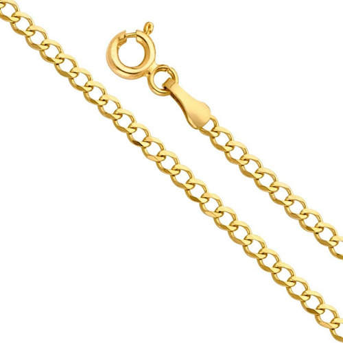 Cadena Italiana De 10k, Estilo Cubana, Calibre 2mm, De 45cm Color Dorado