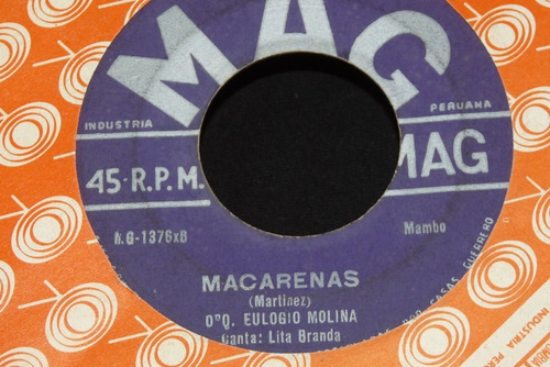 Jch- Orq. Eulogio Molina Lita Branda Macarena Grcha 45 Rpm