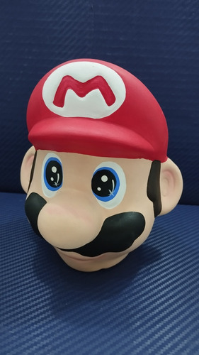 Alcancía Mario Bros De Ceramica Pintada A Mano Con Tapon