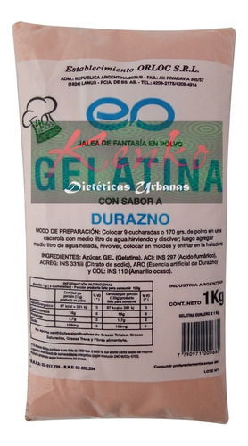 Gelatina 1kg Sabor Durazno Con Azúcar (orloc) Kenko  Almagro