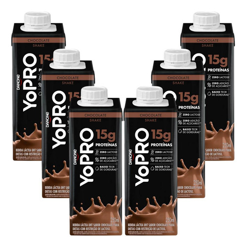 Kit 6 Nutrata Danone Yopro Sabor Chocolate 250ml