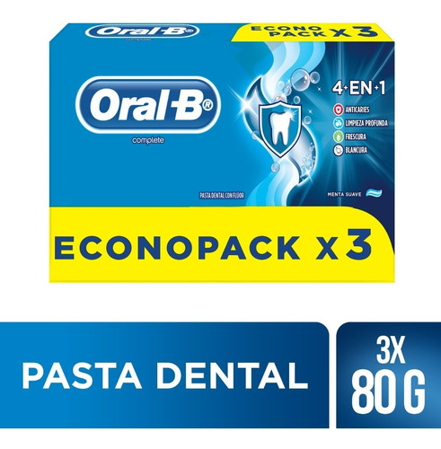 Pasta De Dientes Oral-b Complete 4en1 Con Flúor 80g 3pack