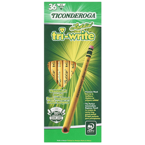 Dixon Ticonderoga 13042 Laddie Tri-escritura Lápices Con Gom
