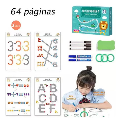 Conjunto De Cadernos Reutilizáveis Para Crianças 64 Páginas