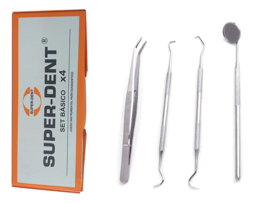 Kit Básico Dental De 4 Piezas En Acero Inoxidable