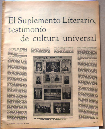 Historia Del Suplemento Cultural La Nación 1902-1970