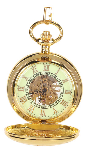 Reloj De Bolsillo Esqueleto Caja Dorada Reloj De Bolsillo