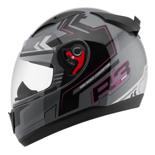 Capacete Para Motociclista Jett Evo R3 Cor Cinza/rosa Brilhante Tamanho Do Capacete 58 (m)