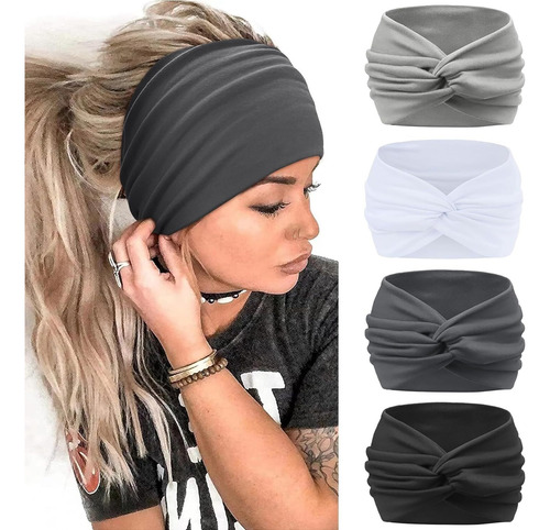 Diadema Mujer Tela 4 Pcs Cinta Pelo Elástico Ancho