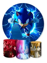 Comprar Painel Redondo E Capas De Cilindro Tecido 3d Sublimado Sonic