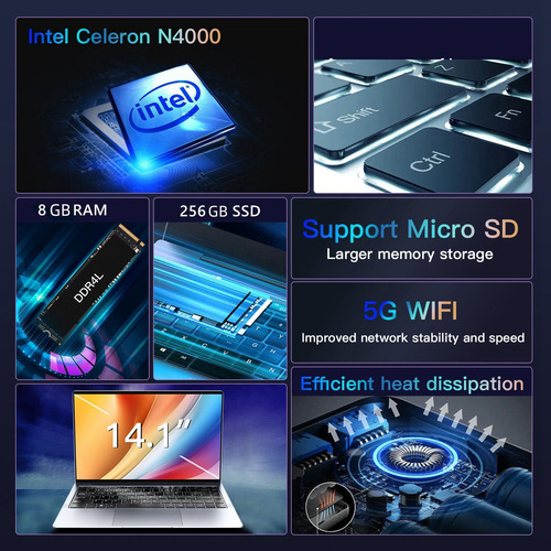 Laptop Celeron N4000 8gb Ram 256gb Ssd 14.1pulgadas Notebook