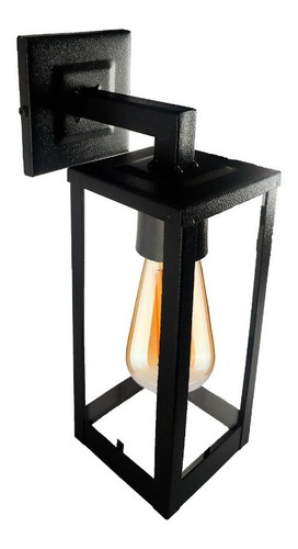 Imagen 1 de 9 de Farol Aplique Lampará Exterior Pared Hierro 4 Caras Vidrio