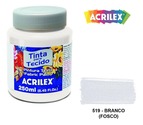 Tinta De Tecido Fosco Preto 520 Ou Branco 519 Acrilex 250ml