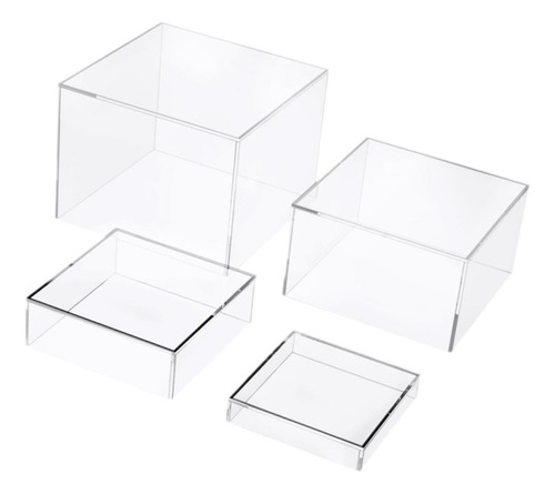 4 Peças Cubo Acrílico Caixa De Exibição Riser Food Riser