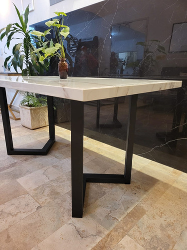 Mesa Comedor Burdeos 150x90 Spl Star 12mm Base Hierro Sale