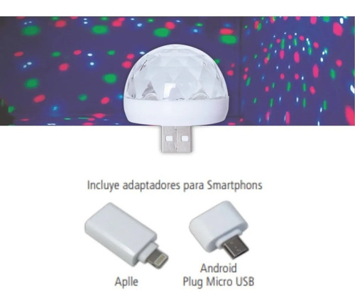 Imagen 2 de 10 de Mini Bola Giratoria Rgb Led Esfera Luz Colores Audioritmica
