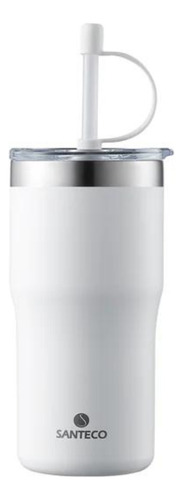 Copo Térmico Com Canudo 500 Ml Branco Santeco