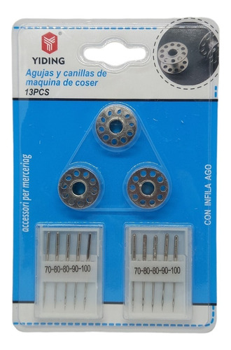 Pack 10 Agujas Tamaños Para Máquina De Coser + 3 Carretel