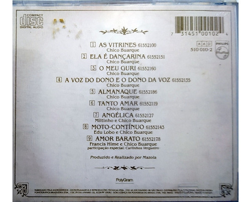 Cd Chico Buarque Almanaque Remasterizado