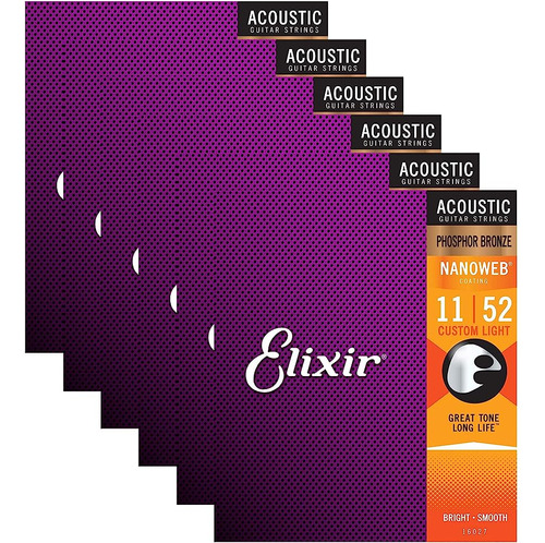Elixir 16027 Acoustic Pb Nano Custom Light 11-52 (paquete De