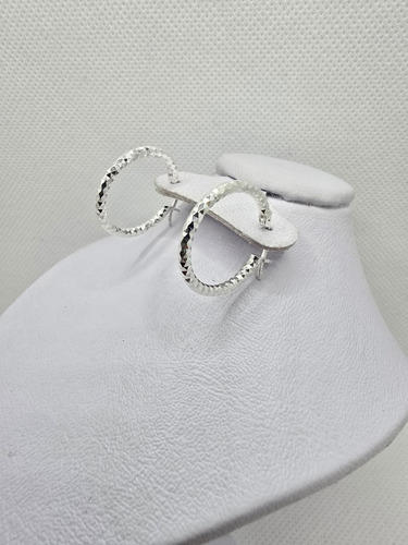 Arracada Arete Plata 925 Diamantado 2.0cm Diam