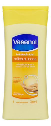  Loção Desodorante Hidratação Total Mãos e Unhas Vasenol Frasco 200ml