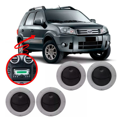 Kit 4 Difusor Saida Ar Ecosport 2008 A 2012 - Prata