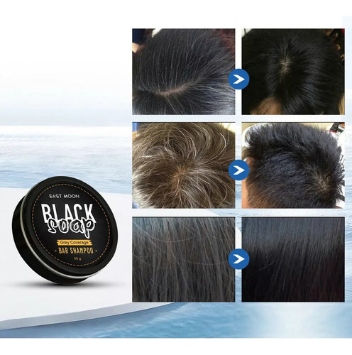 3pcs Shampoo Para Hombre Tinte Negro Jabon En Barra