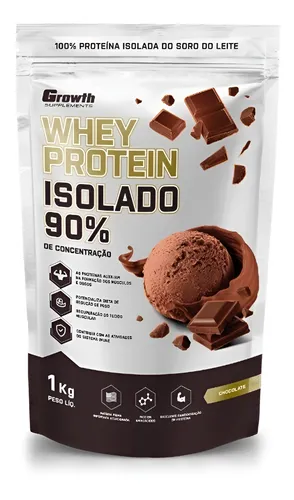 Whey Isolado 90% Whey Protein - Growth Supplements Sabor Chocolate