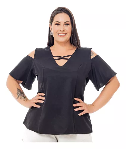 Blusa Feminina Plus Size Roupa Grande Elegante Social P