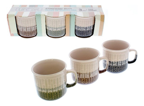 Set De 3 Tazas Para Café 14 Onzas, Porcelana